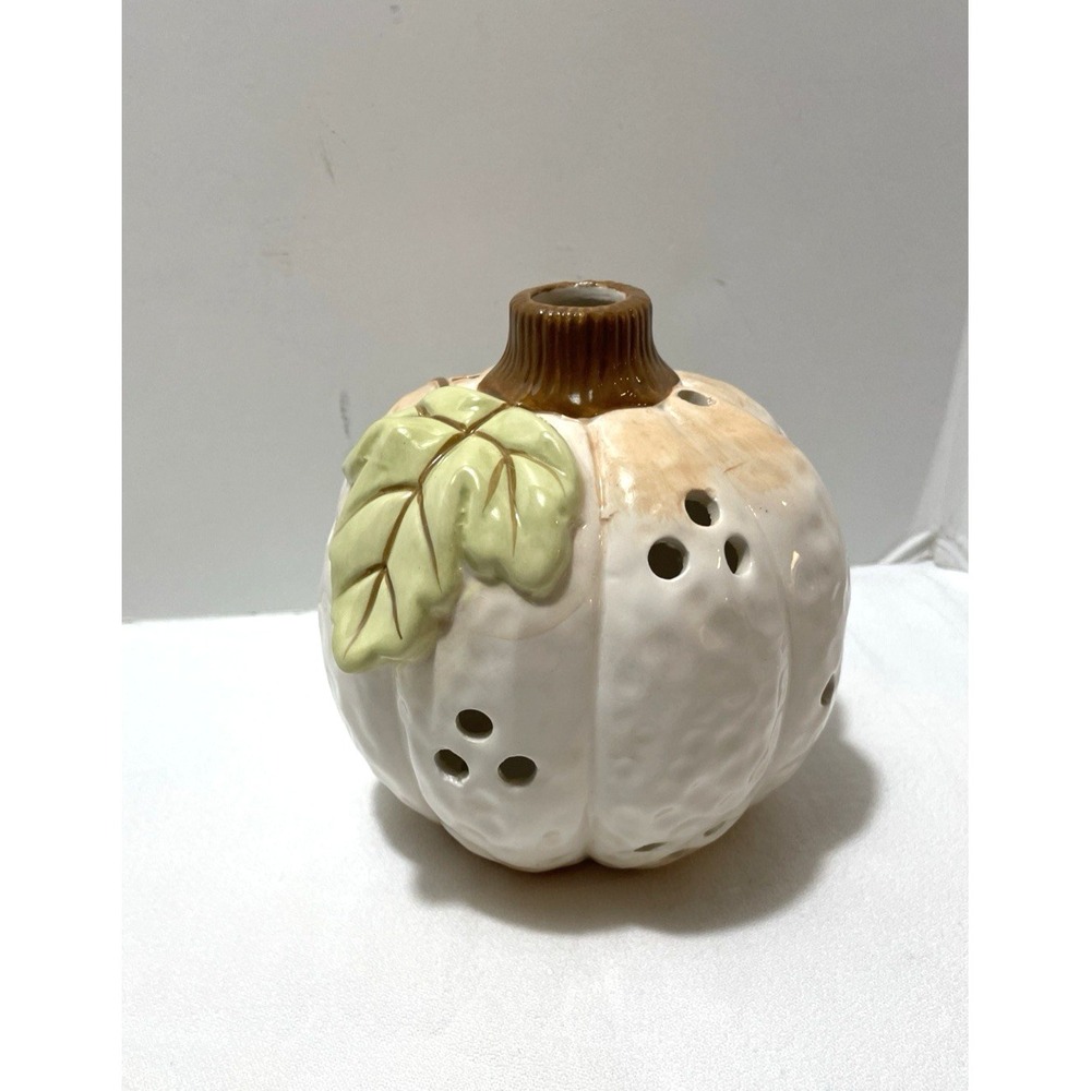 Yankee Candle Ceramic‎ Pumpkin Luminary Tea Light Holder 5" D